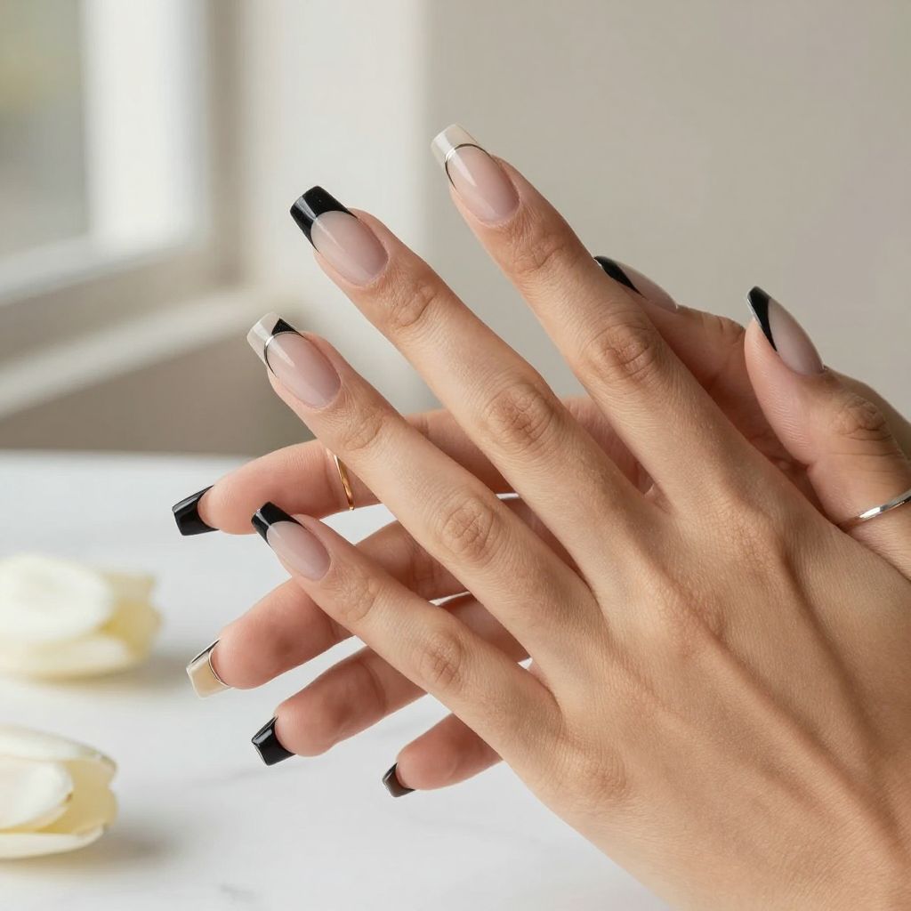 Black and Nude Negative Space Nails