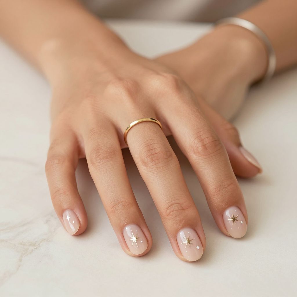 Tiny Starburst Nude Nails