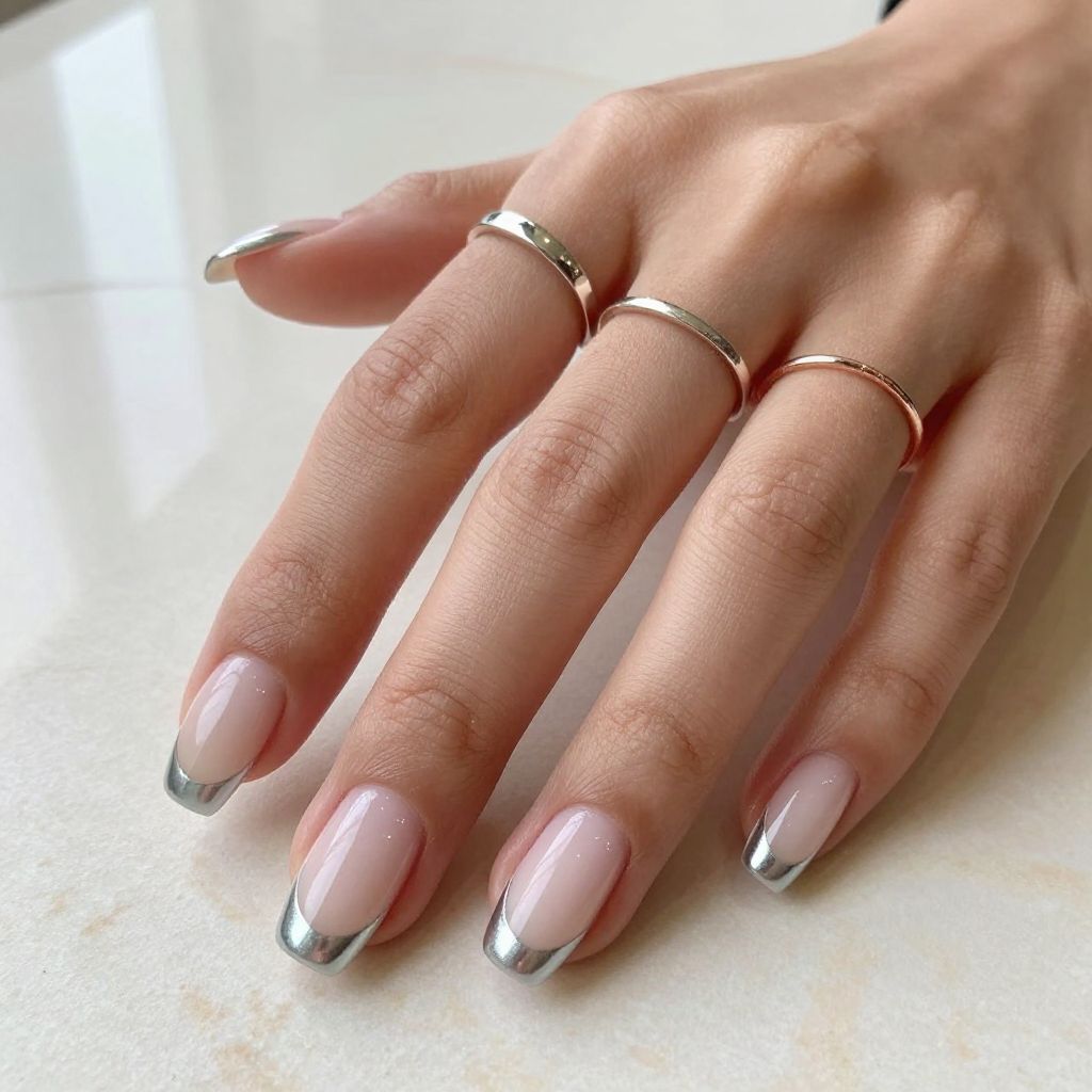 Milky Pink with Chrome Tips