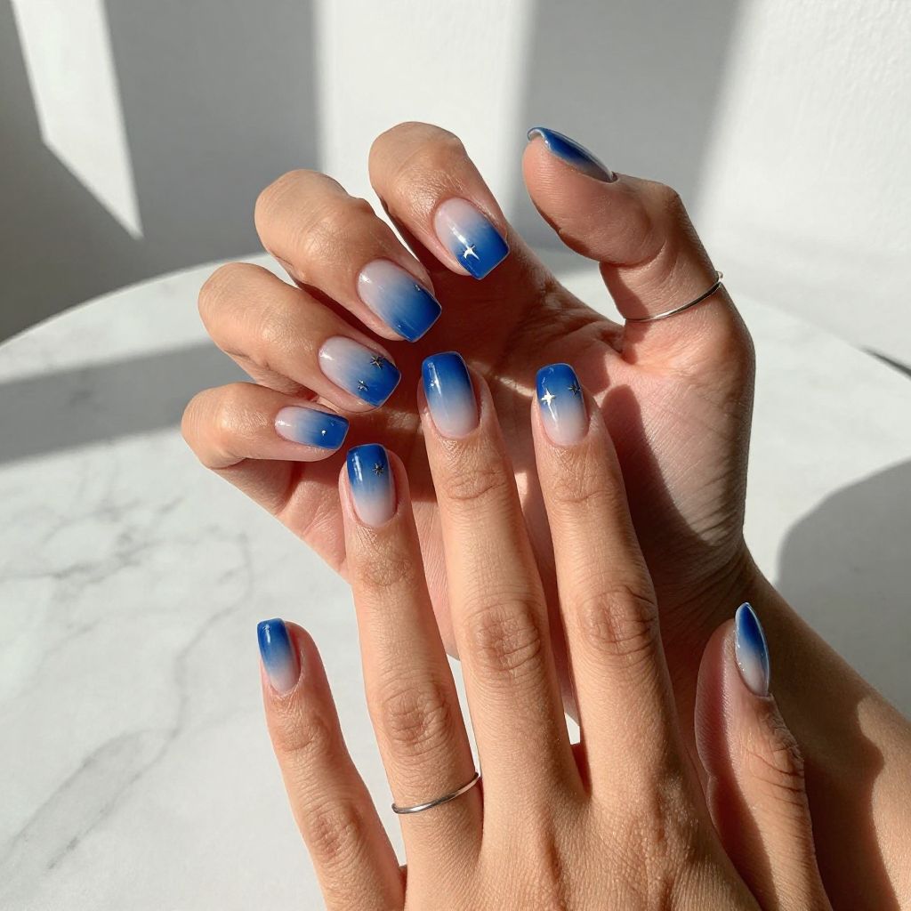 Blue Glass Jelly Nails