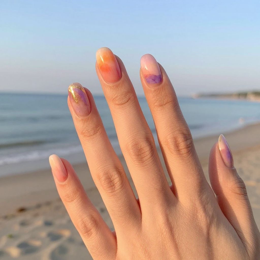 Beach vacation nail idea 9