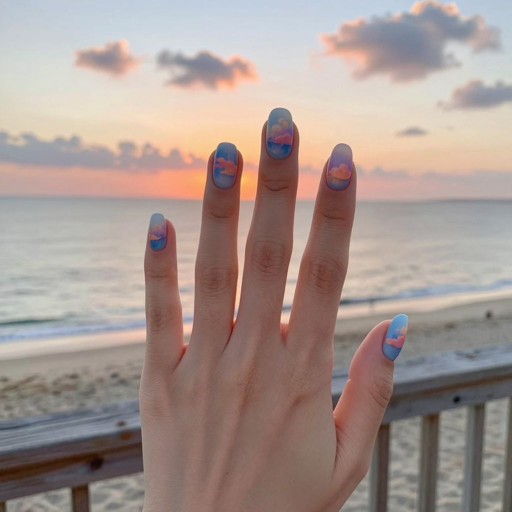 Beach vacation nail idea 14
