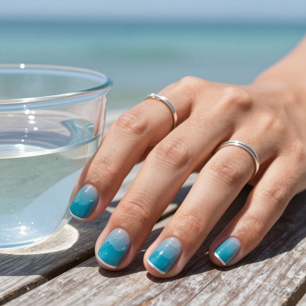 Lagoon jelly layered blue vacation nails