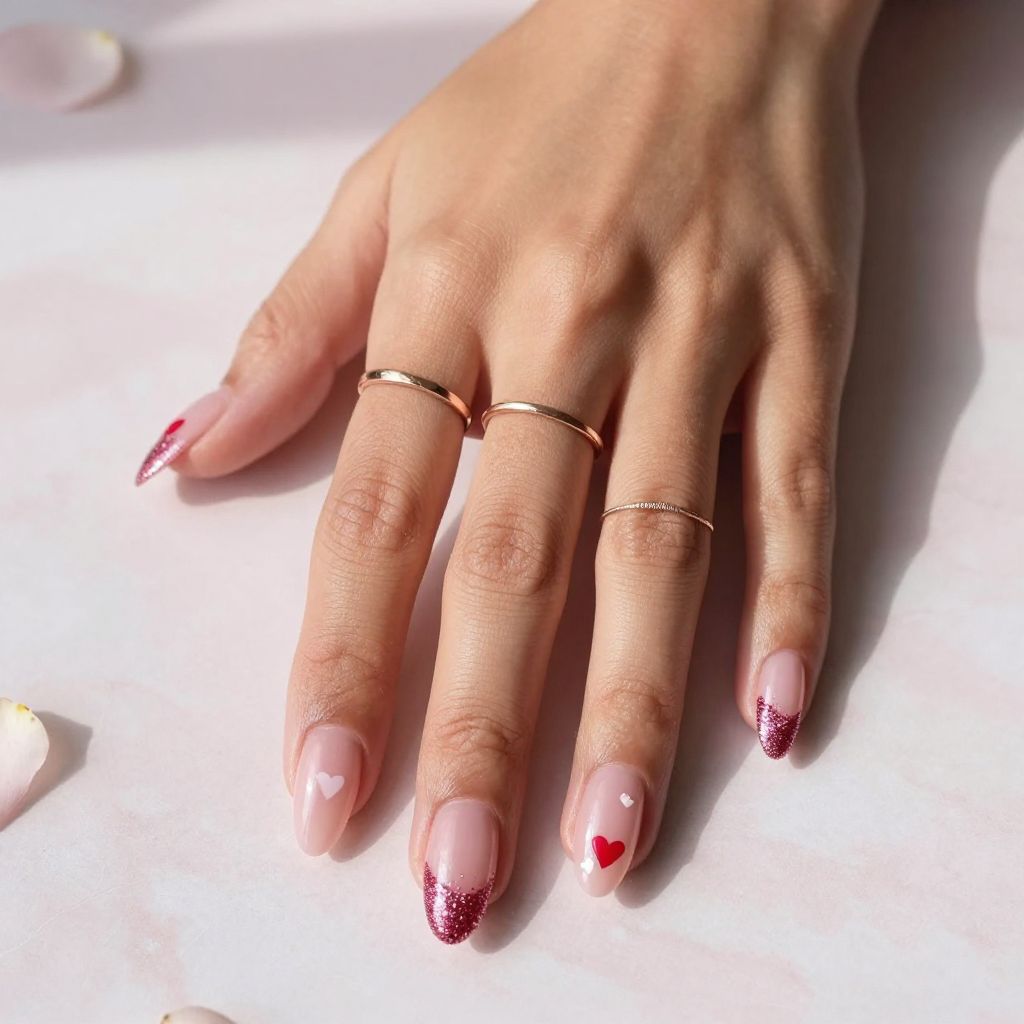 Pink Glitter Gradient With Hearts