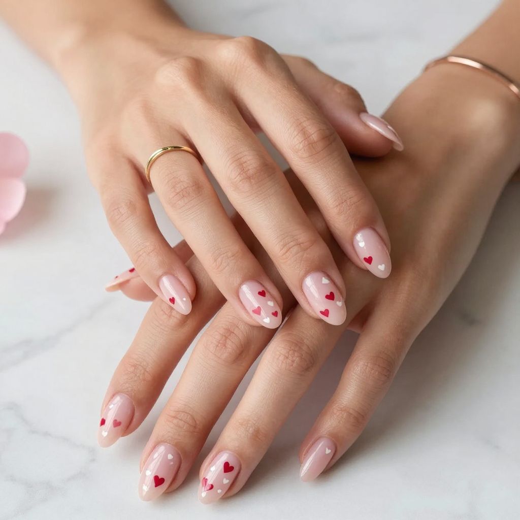 Milky Pink With Floating Hearts