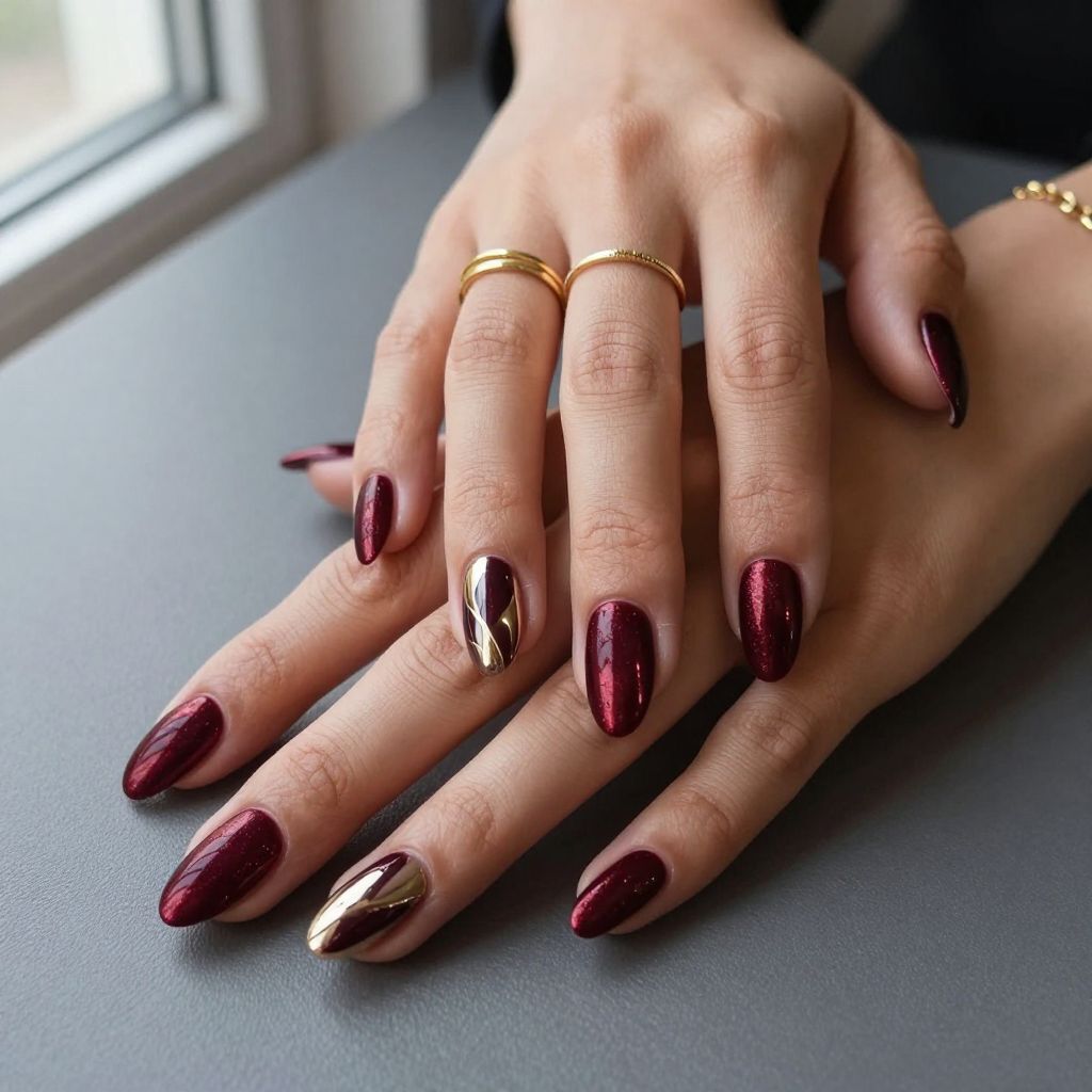 Burgundy Velvet Nails