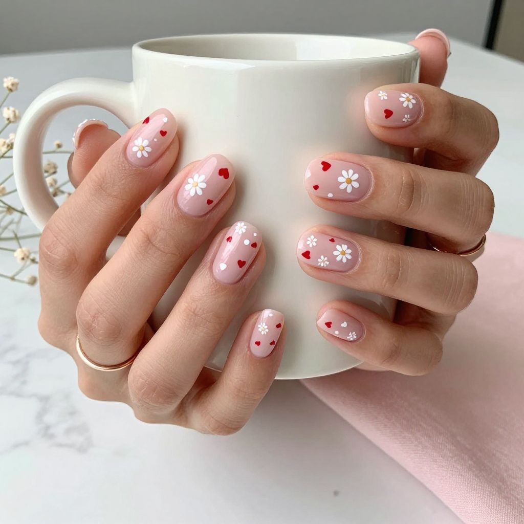 White Daisy and Heart Mix