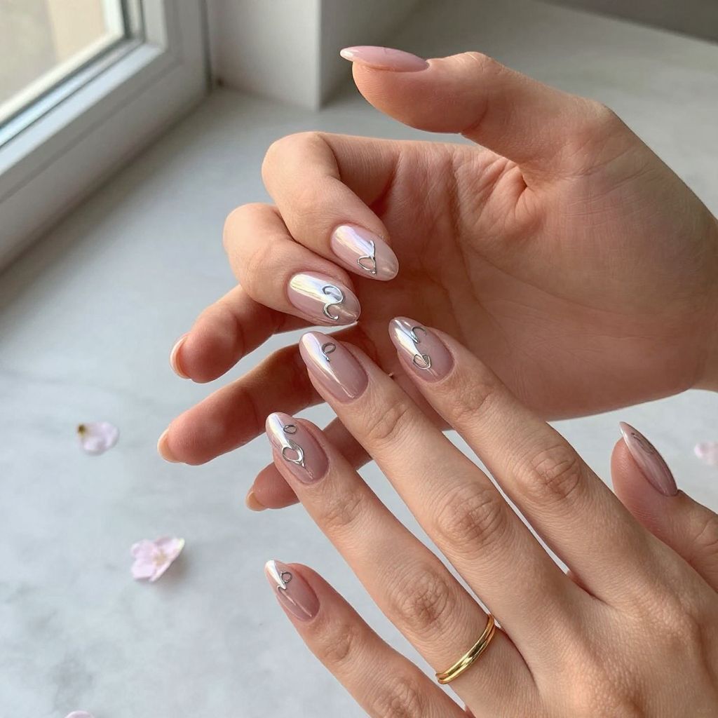Chrome Pink Almond Nails