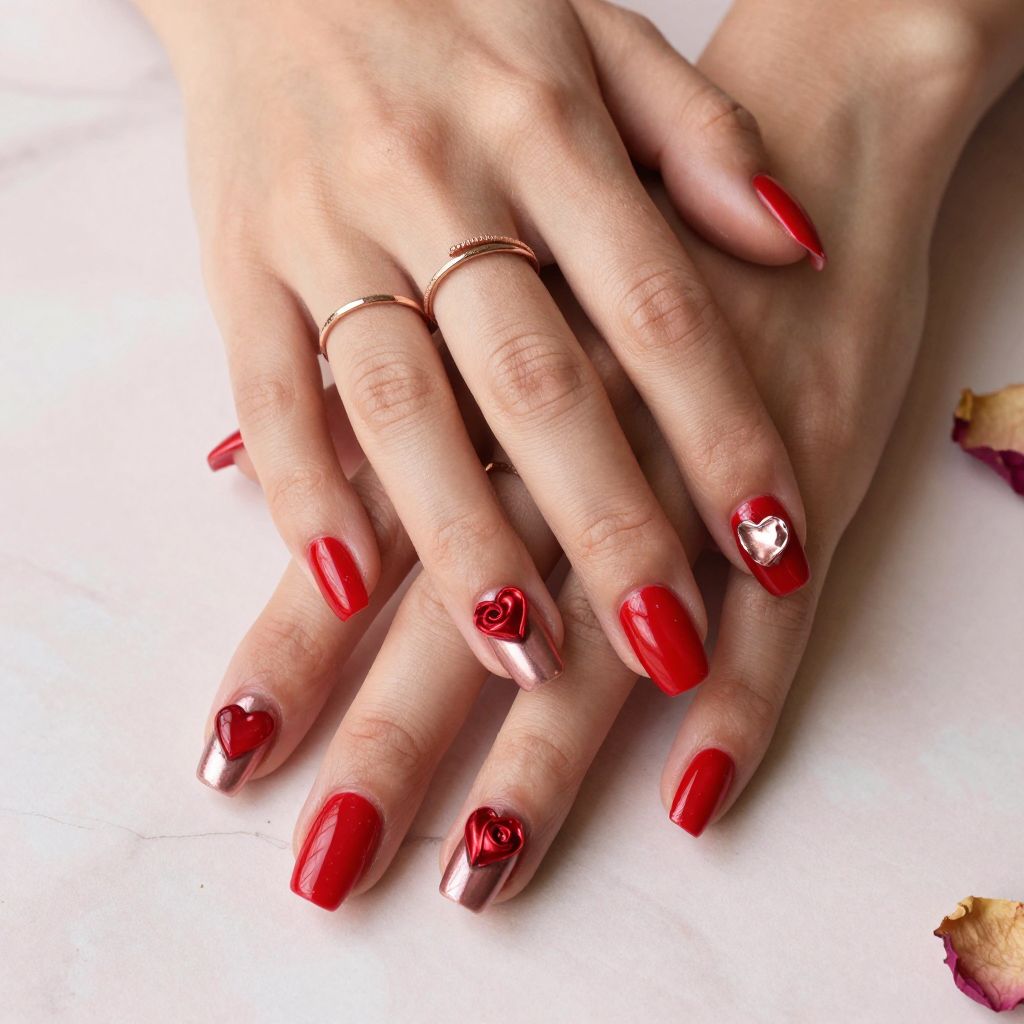 Ruby Red with 3D Nail Charms