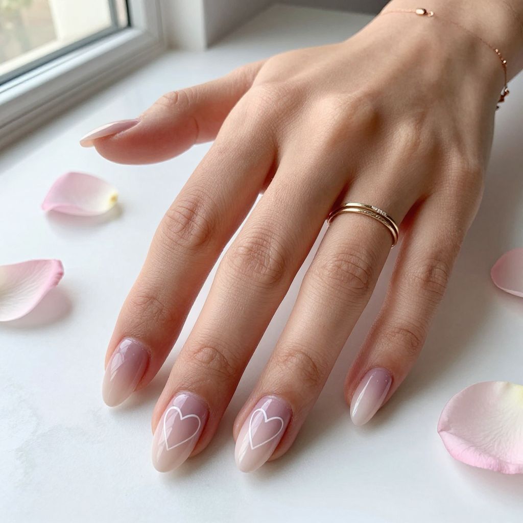 Soft Pink Ombre with Heart Details