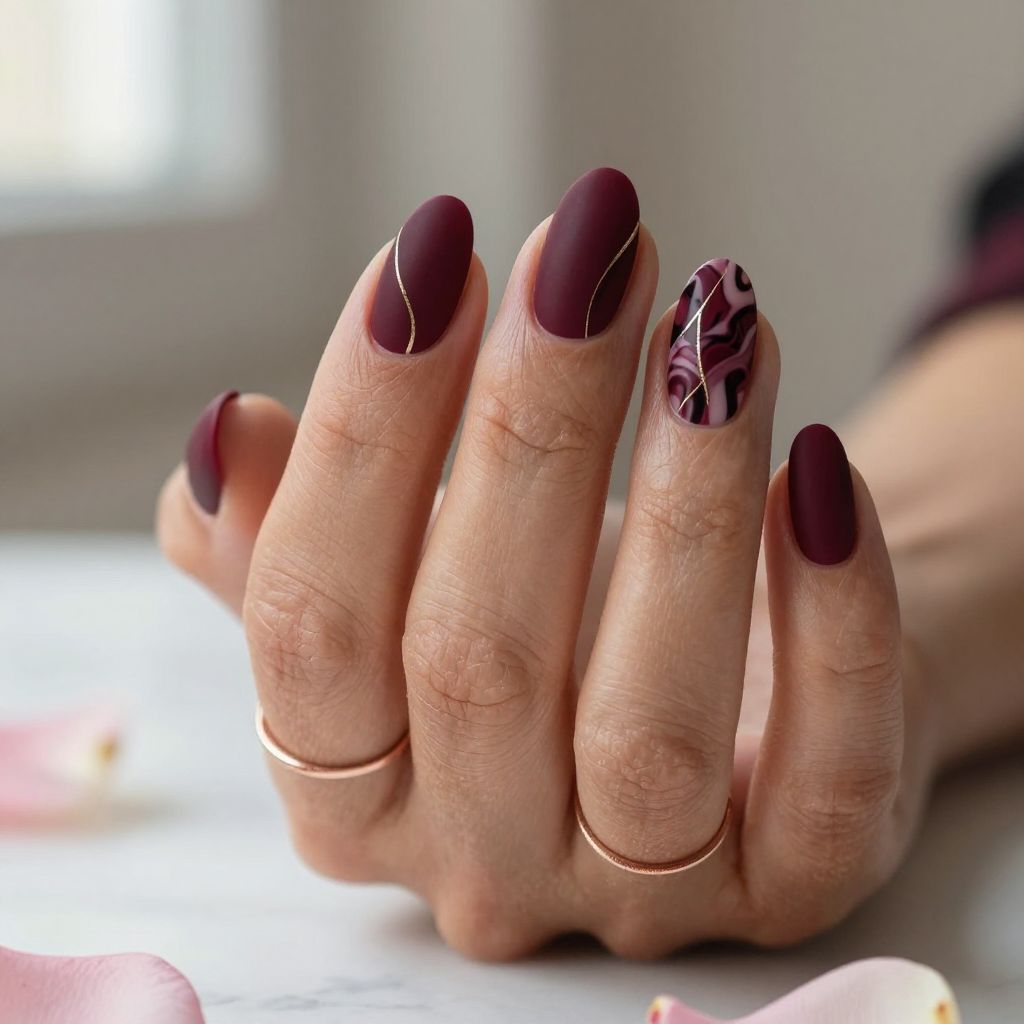 Deep Burgundy with Marble Swirls
