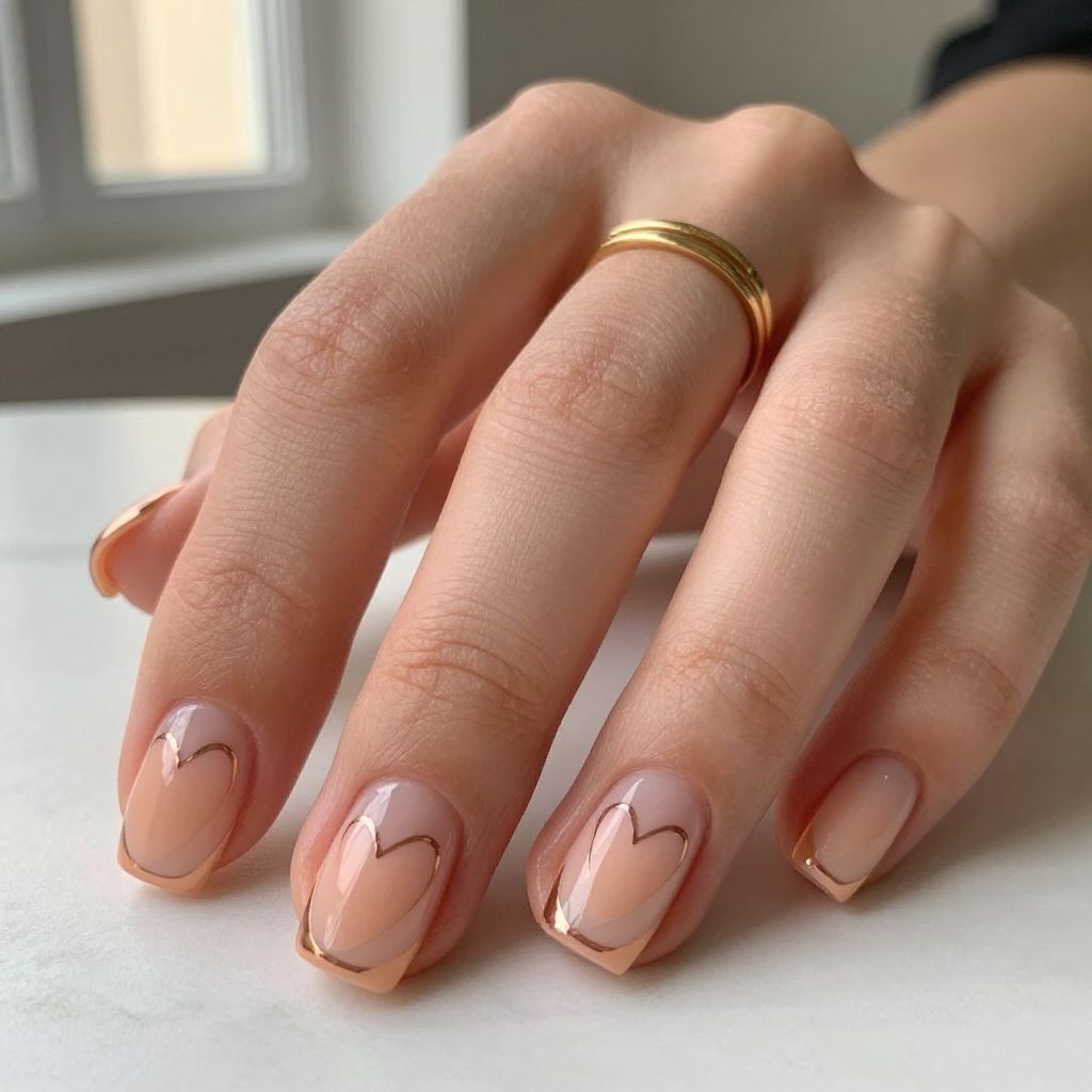 Nude Base with Negative Space Hearts