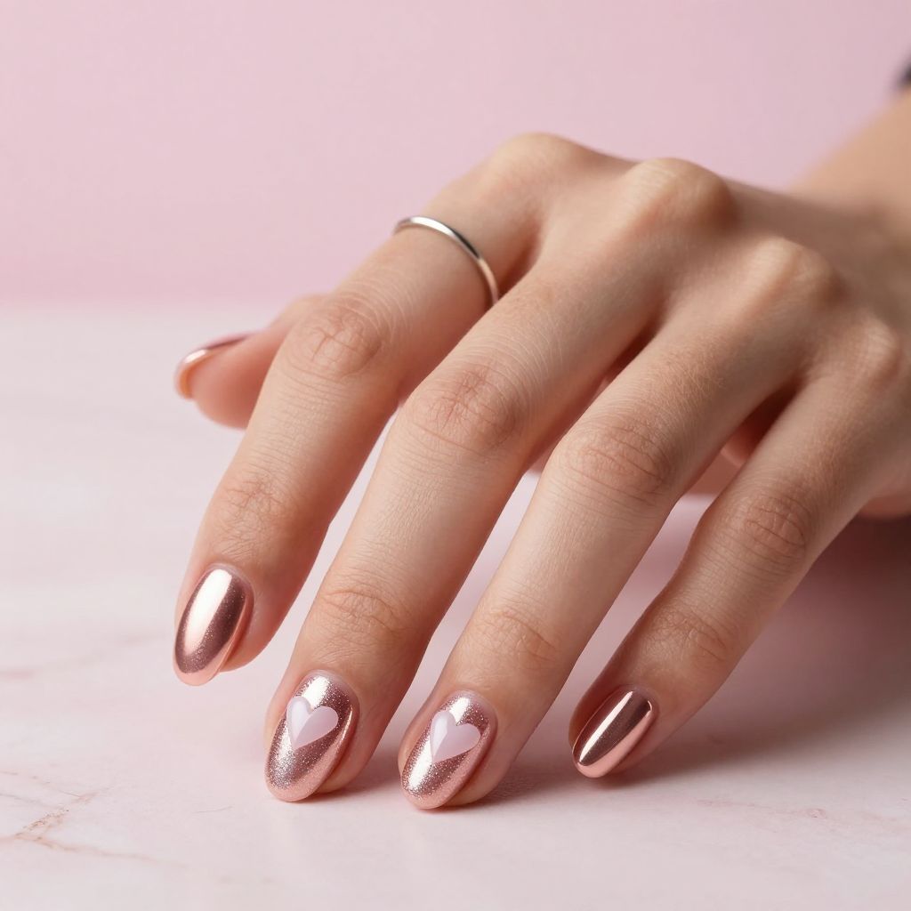 Rose Gold Chrome with Heart Toppers