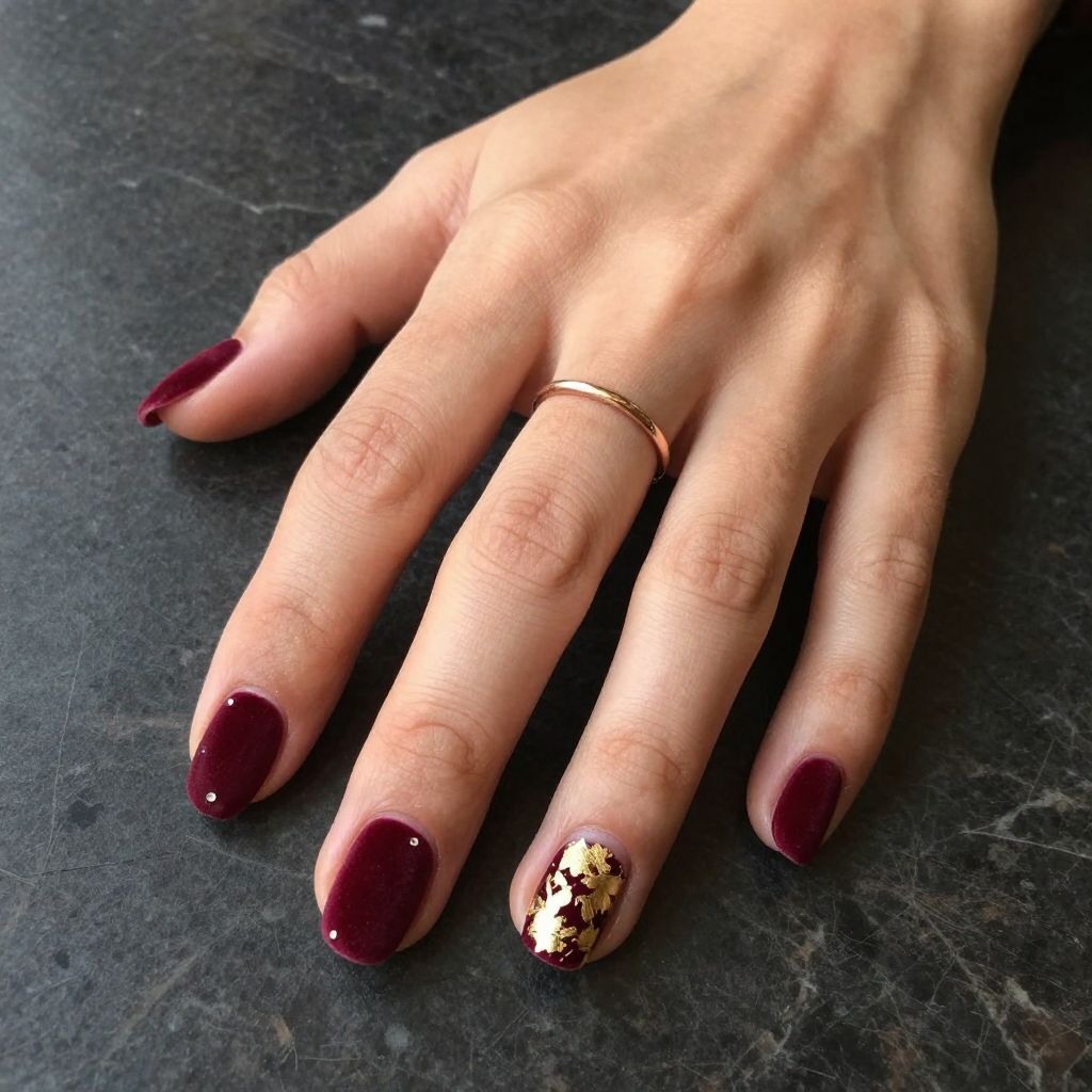 Burgundy Velvet with Gold Leaf