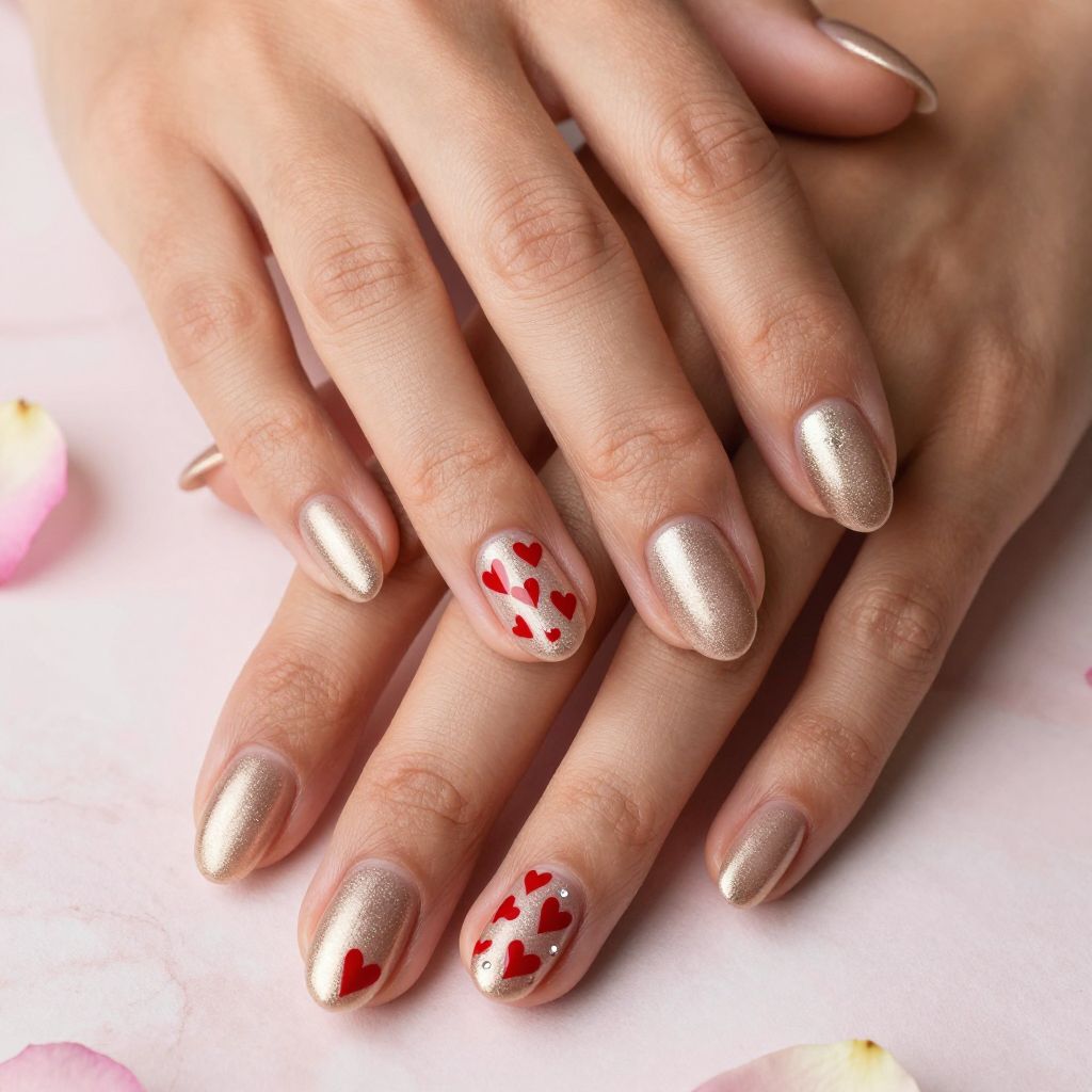 Champagne Shimmer with Heart Details
