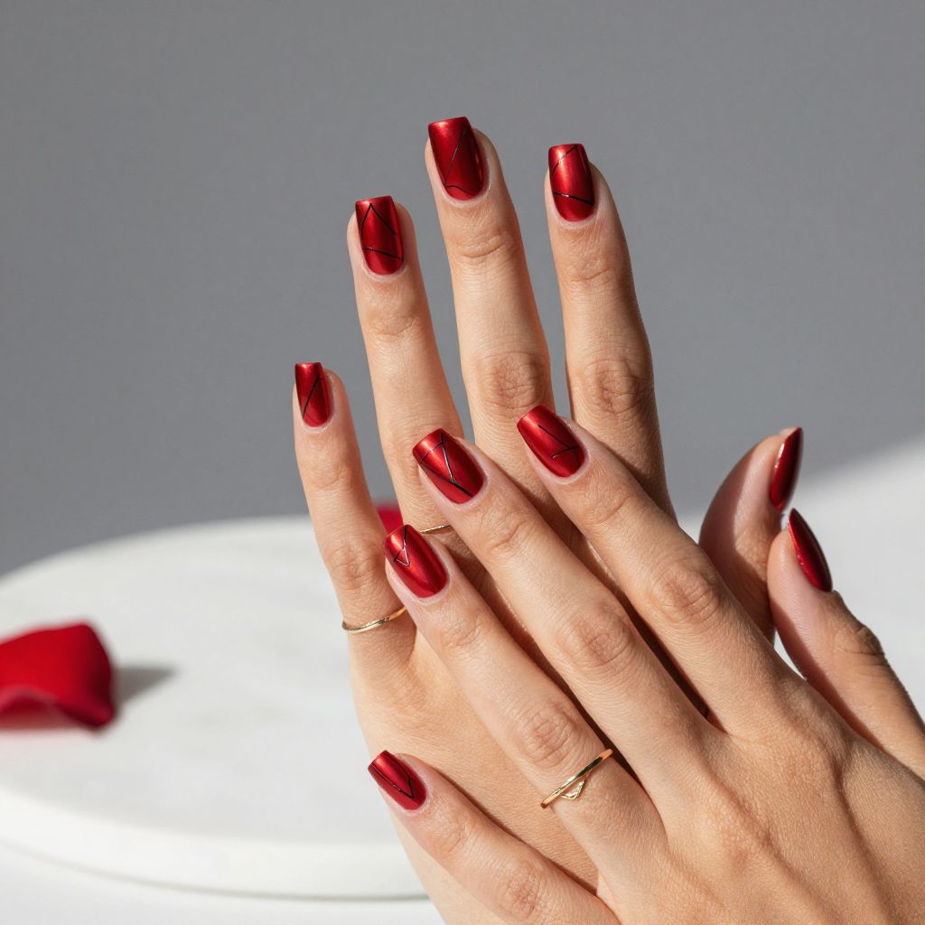 Metallic Red with Black Outline Details