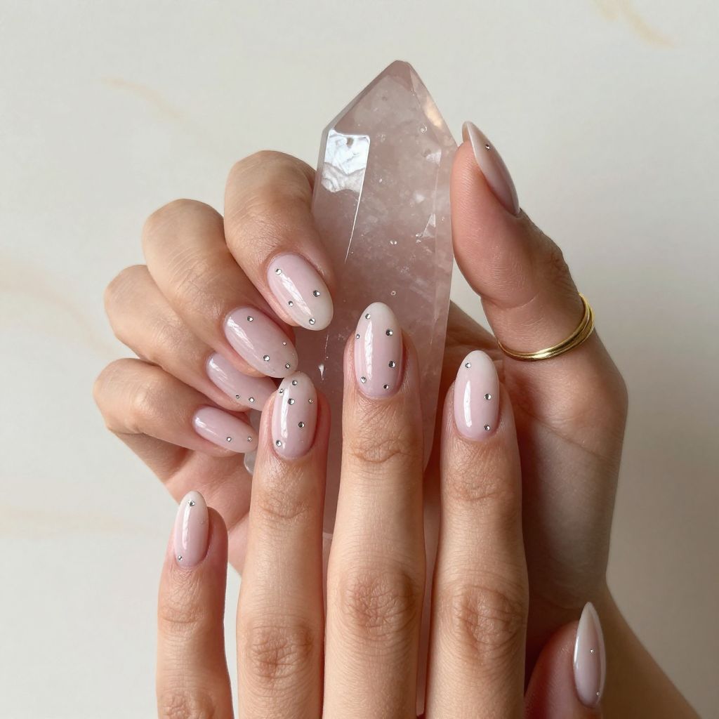 Soft Blush with Delicate Scattered Diamonds