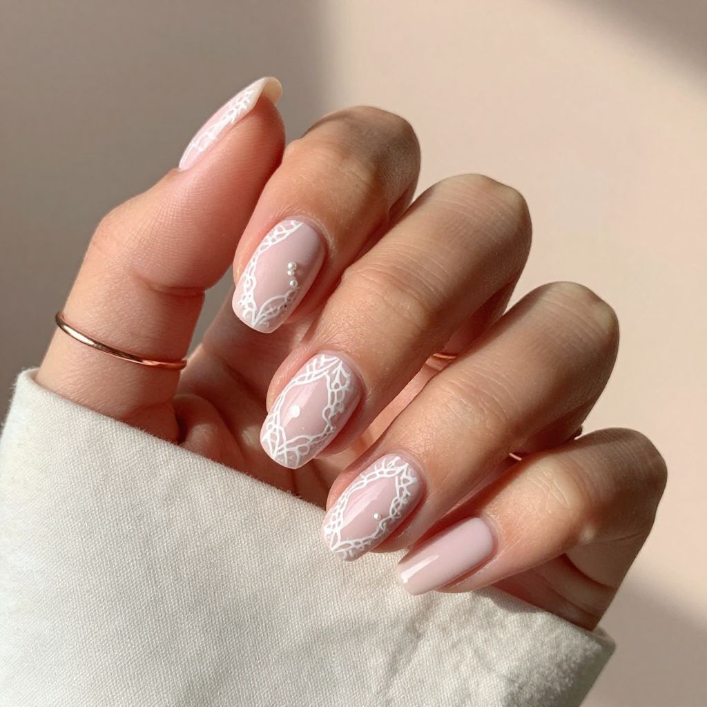 Soft Pink with Delicate Lace Pattern