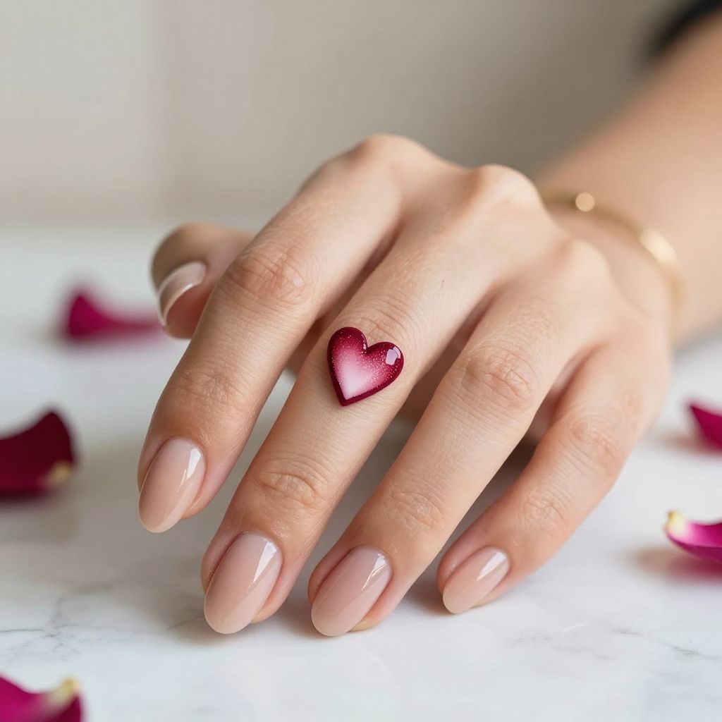 Nude Base with Ombre Heart Accent