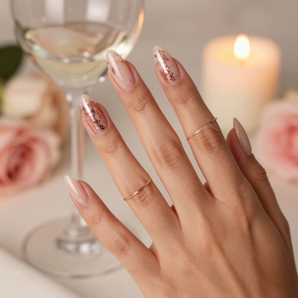 Rose gold foil sparkle nails