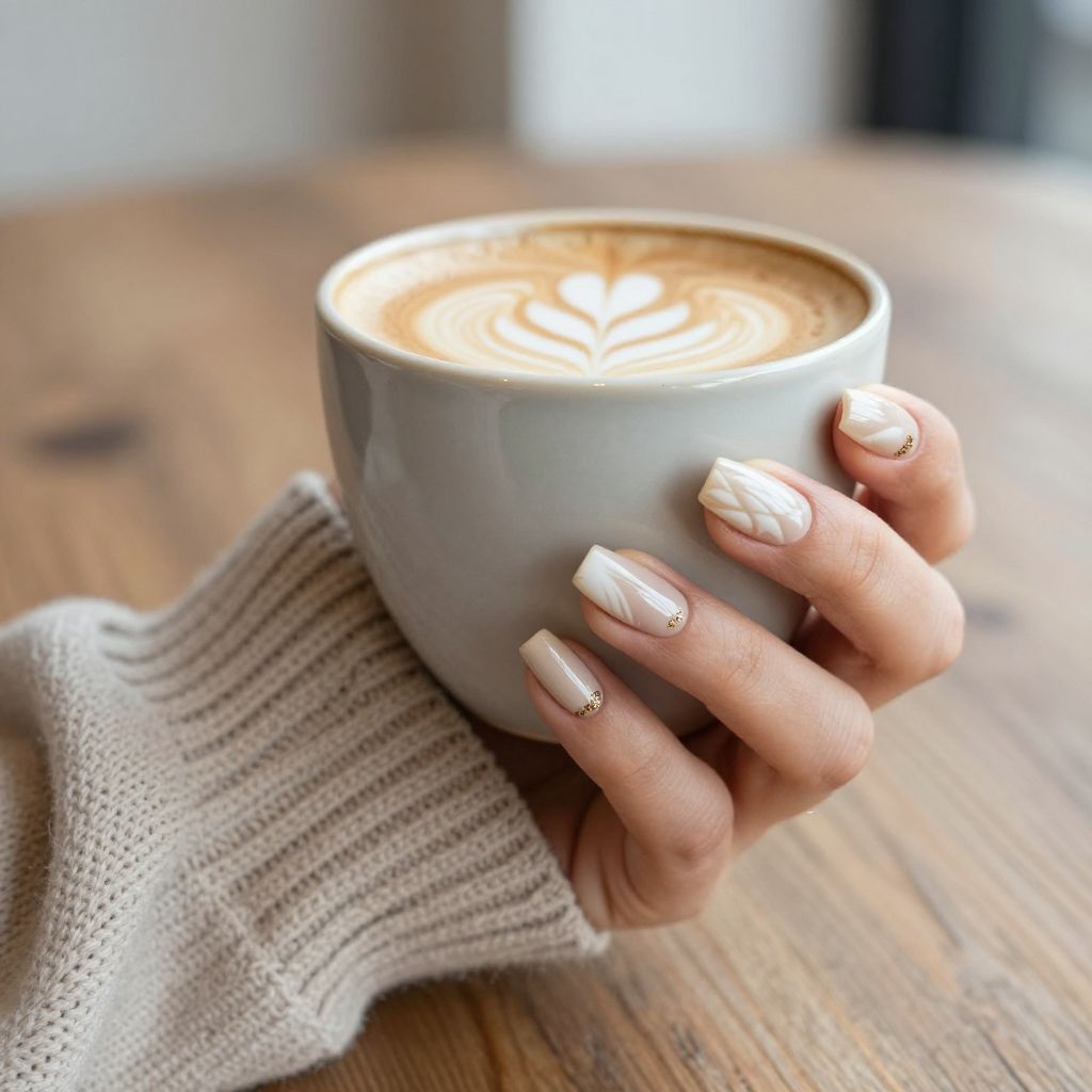 Chocolate swirl latte nails