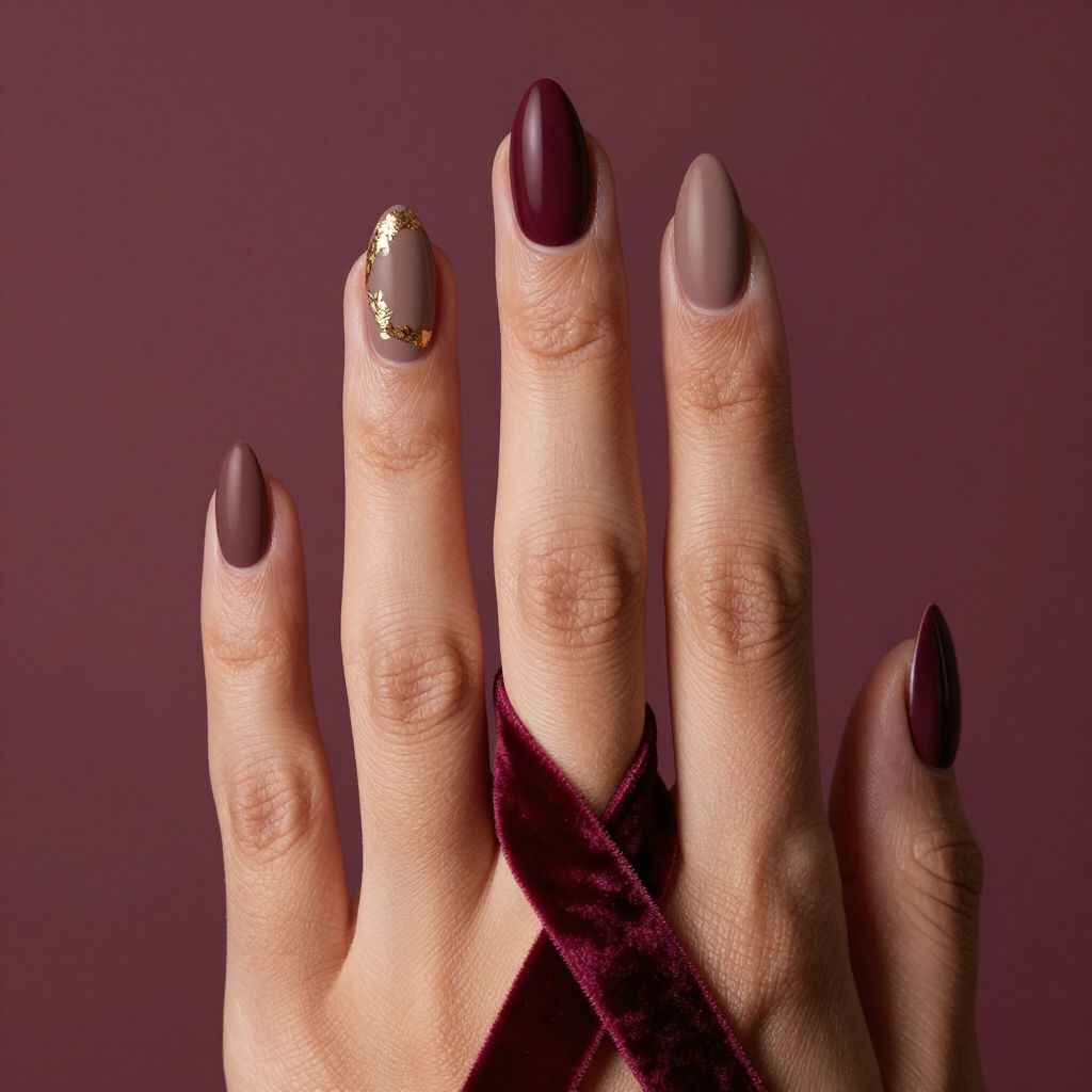 Matte burgundy velvet nails