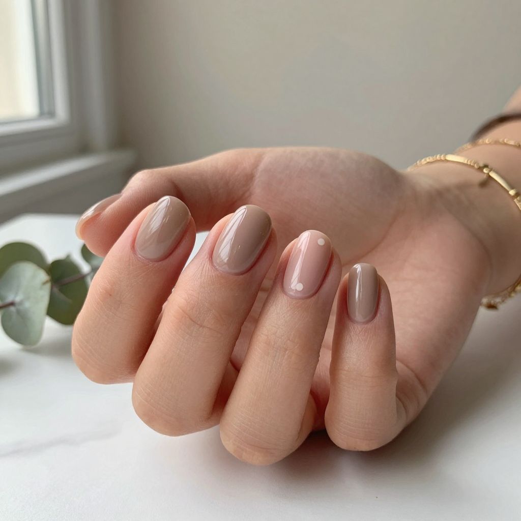 Soft taupe short nails