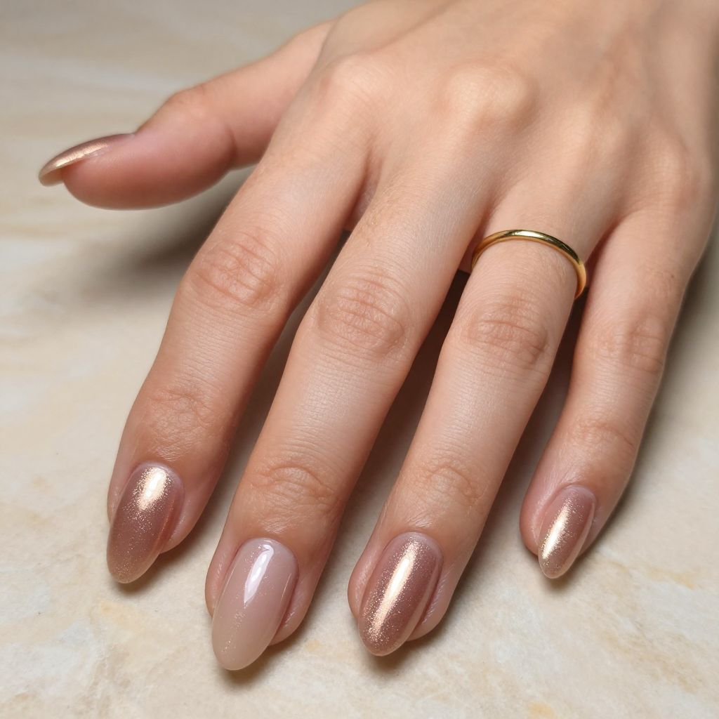Rose gold shimmer nails