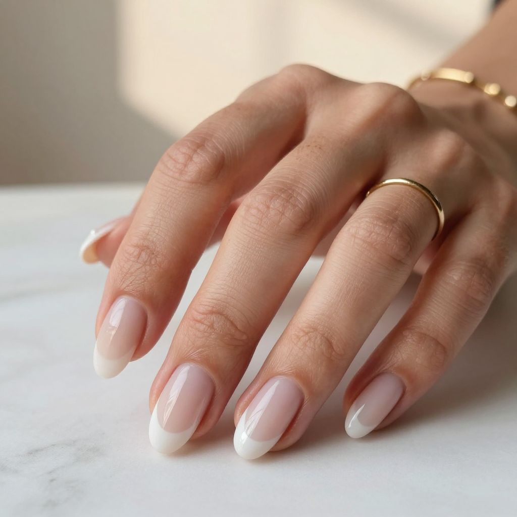 Neutral French fade nails