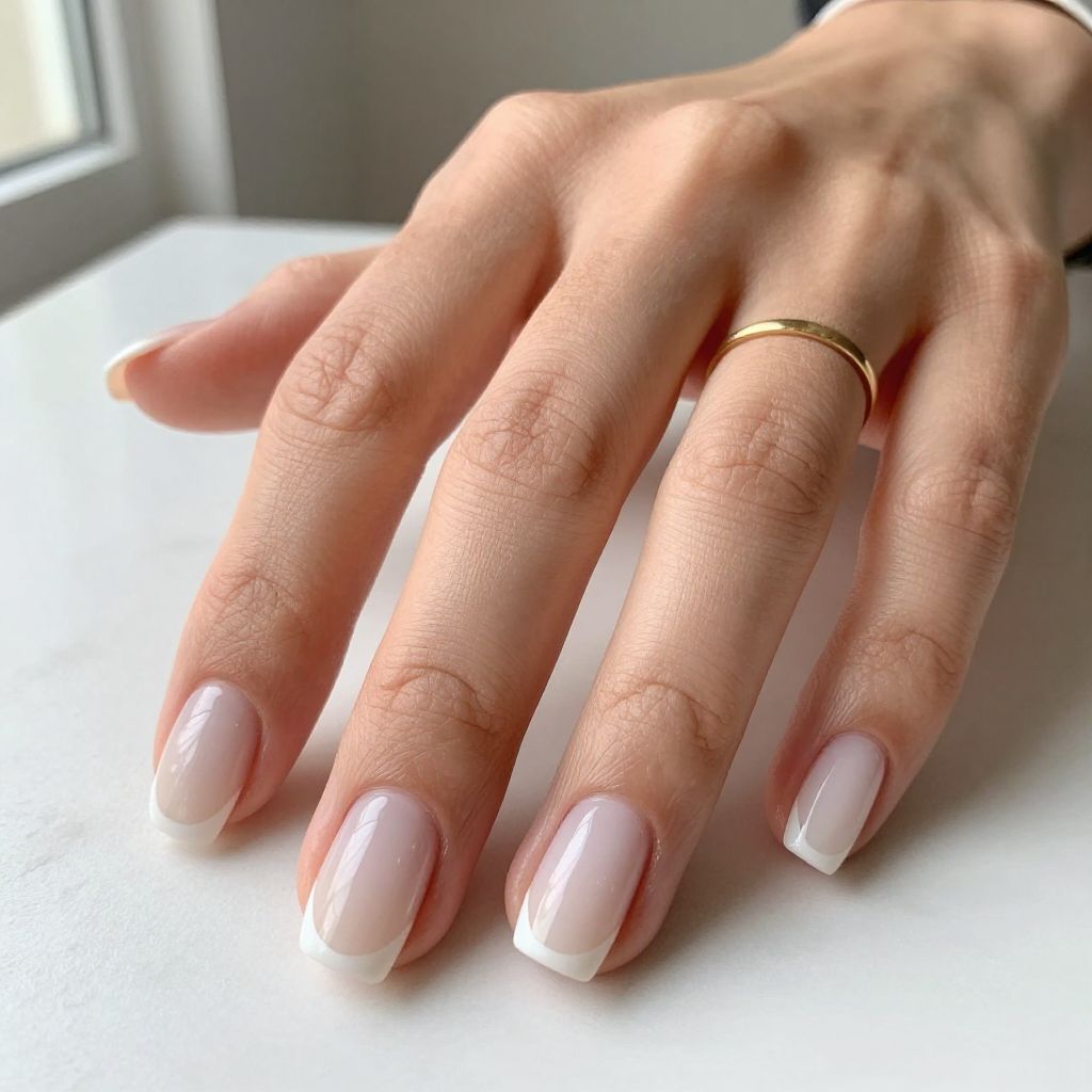 Milky white square nails