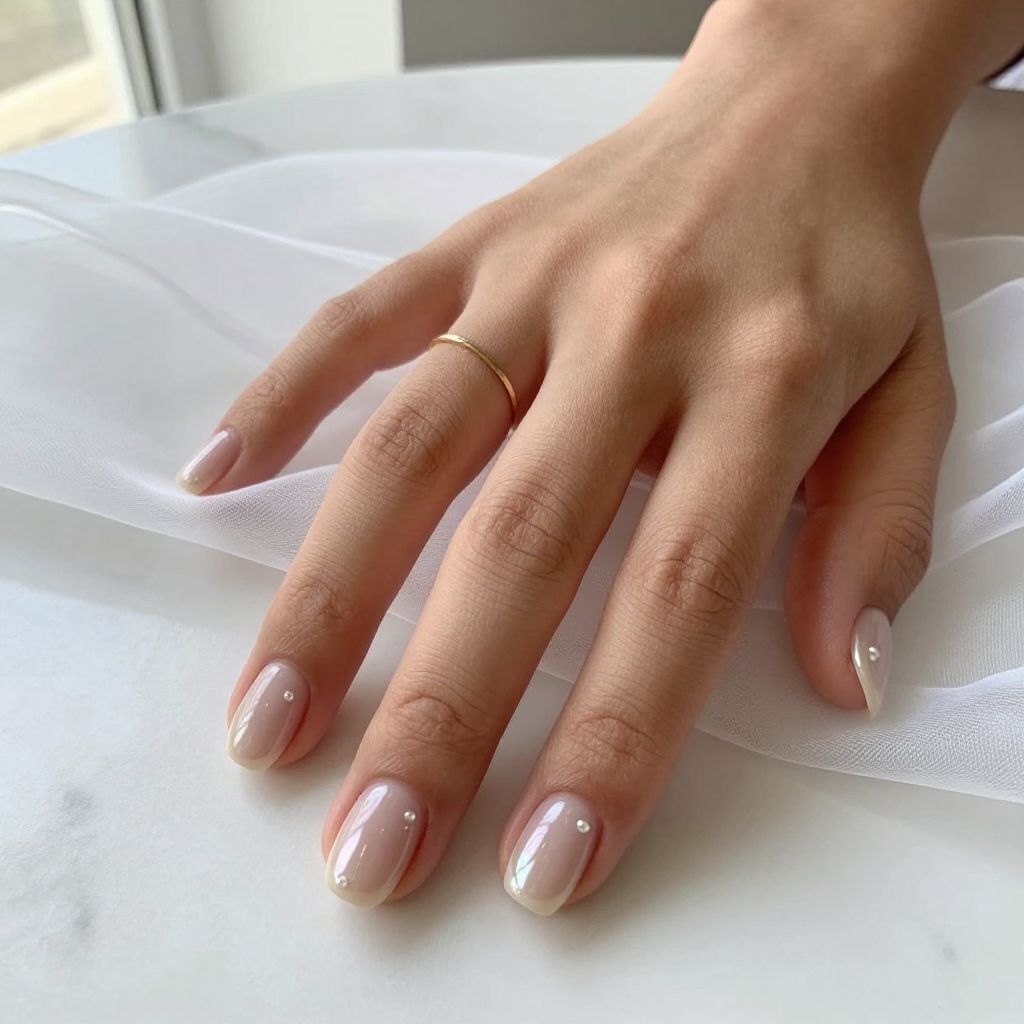 Pearl glazed nude nails