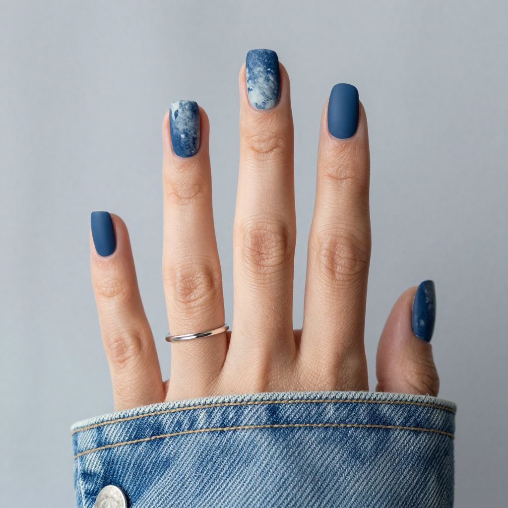 Denim texture western nail art