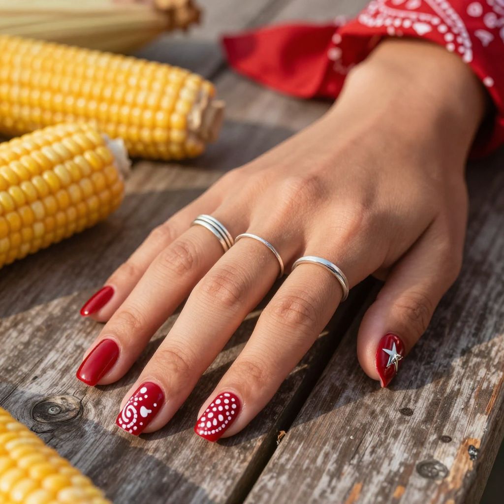Bandana paisley western nails