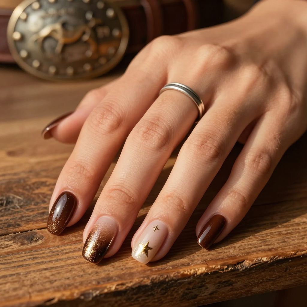 Rodeo glitter gradient western nails
