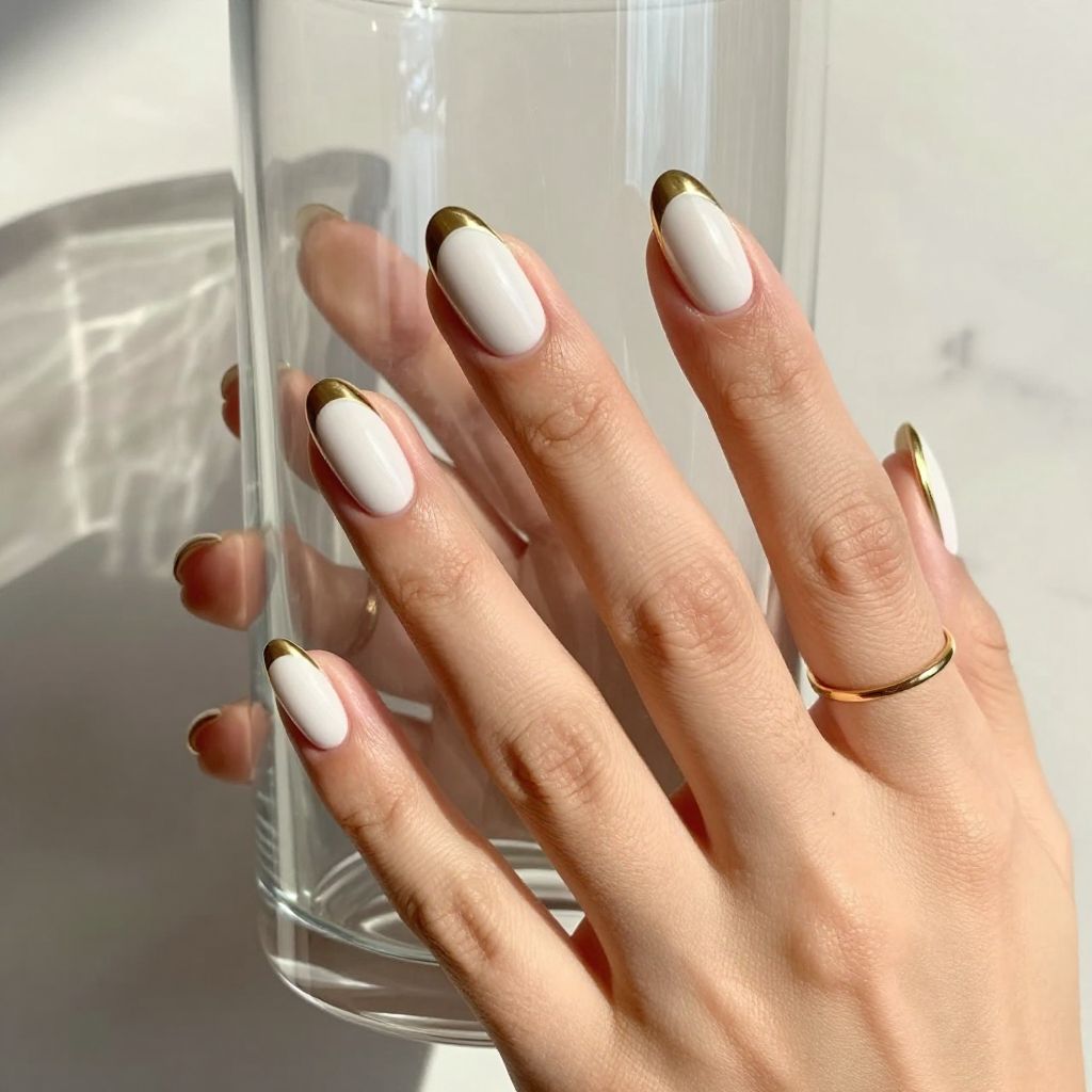 White And Gold Nail Ideas 10