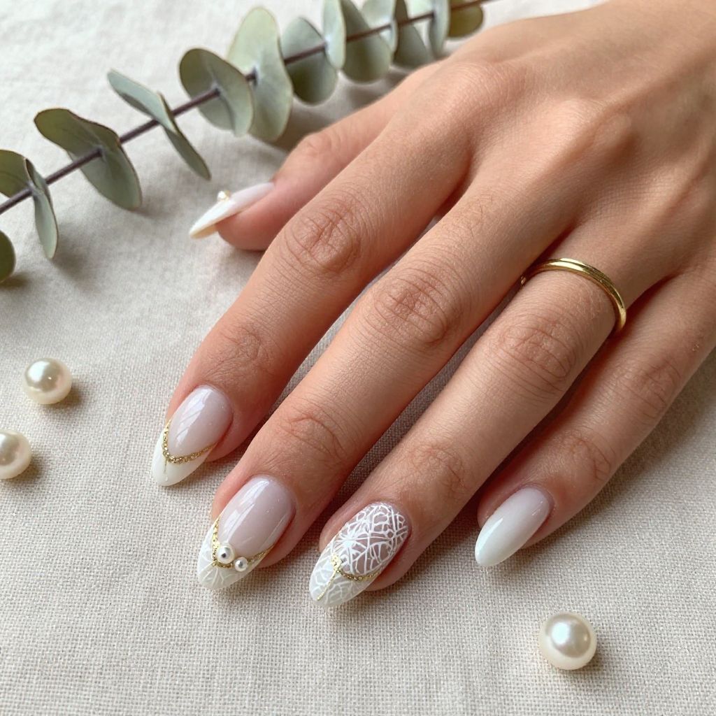 White And Gold Nail Ideas 11
