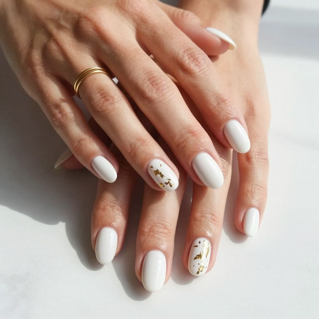 White And Gold Nail Ideas 13