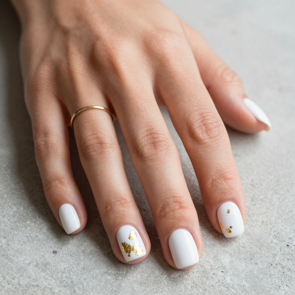 White And Gold Nail Ideas 3