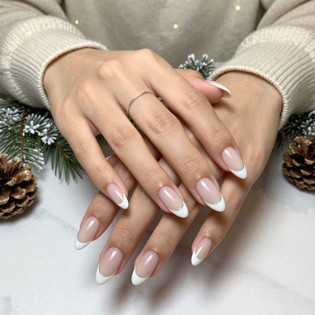Snowy Almond French Tips