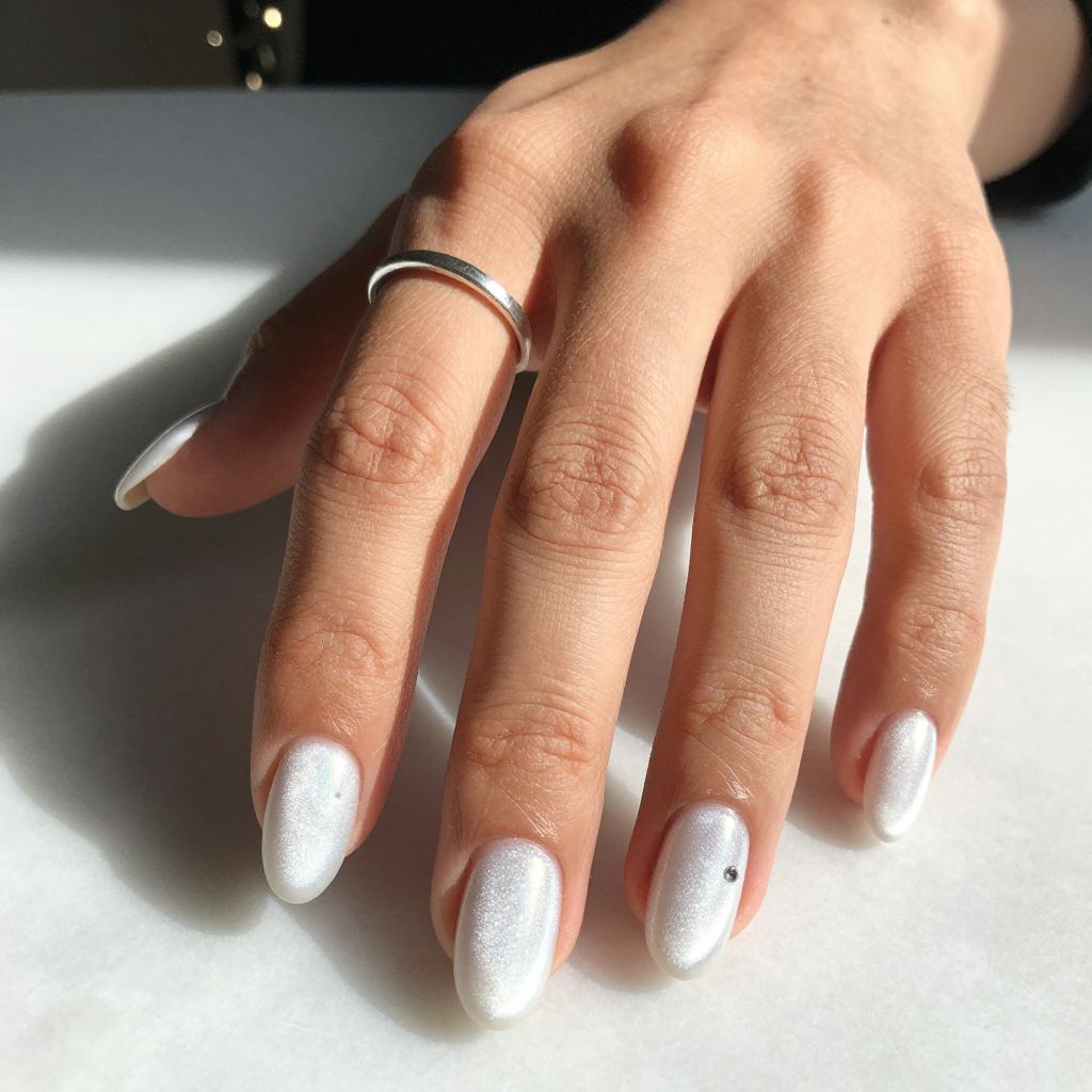 Icy White Chrome Almonds
