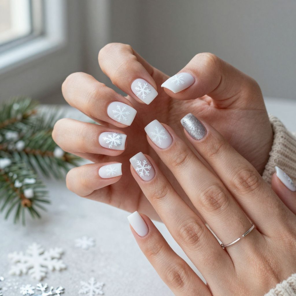 Matte Snowflake Short Squares