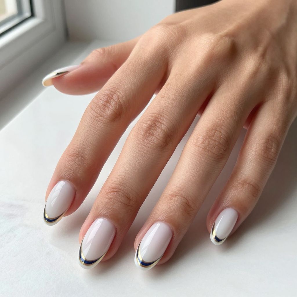 Striped White French Tips