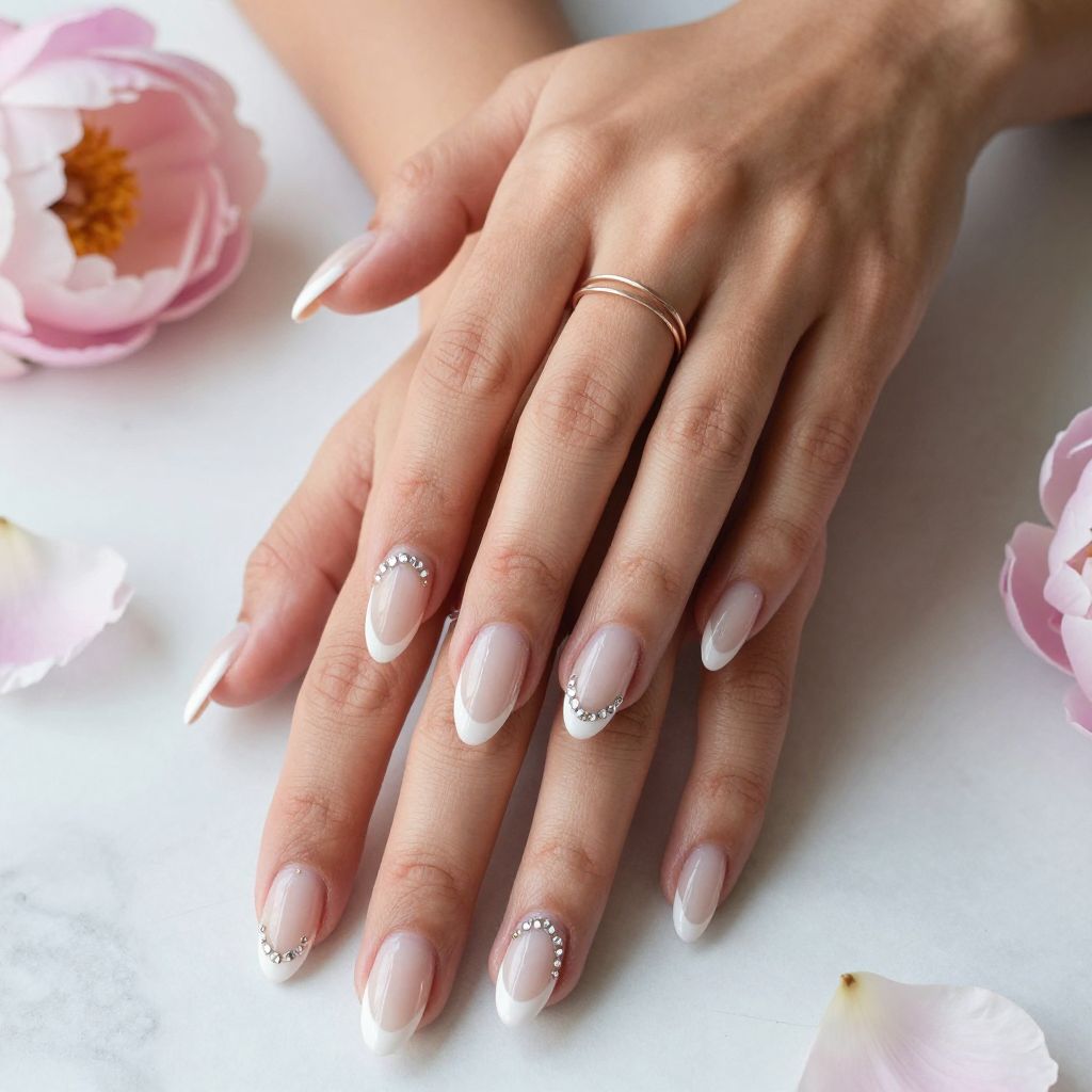 Embellished White French Tips