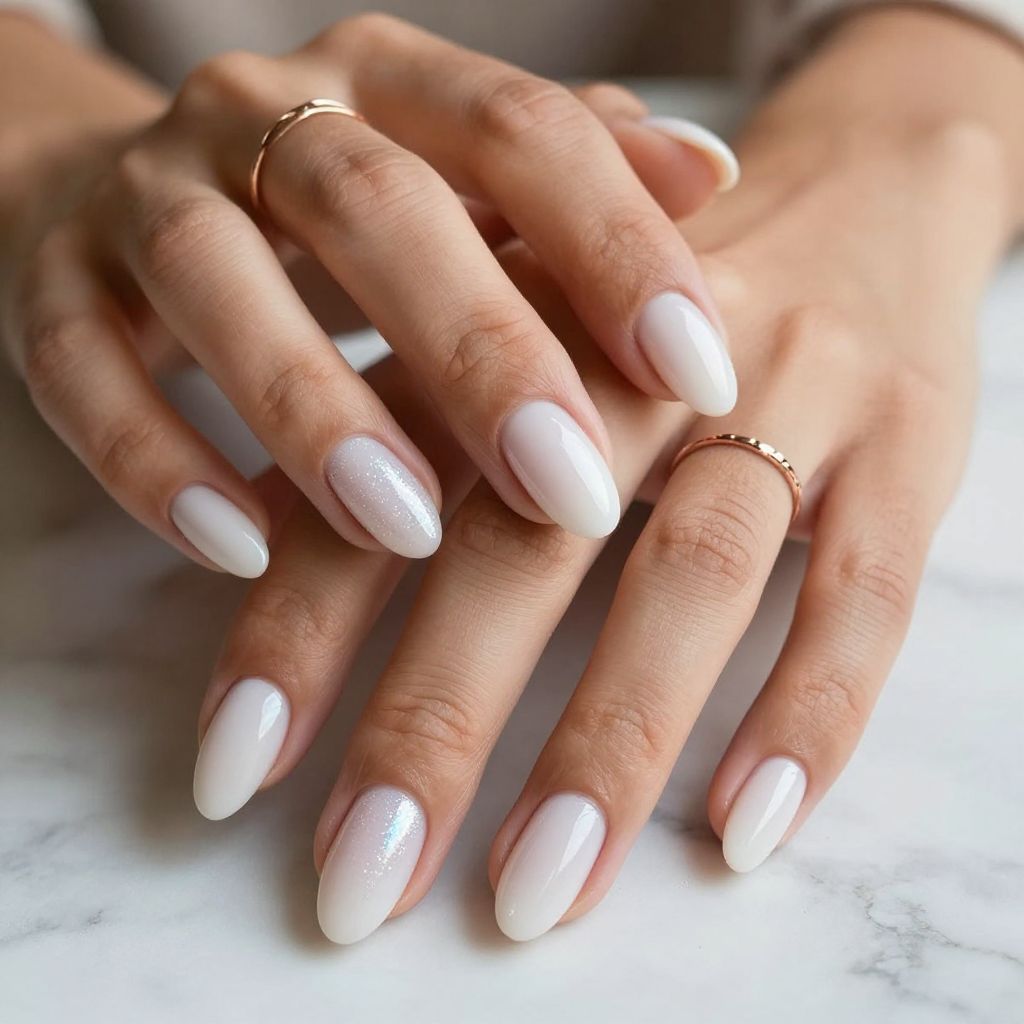 Glitter Accented White French Tips