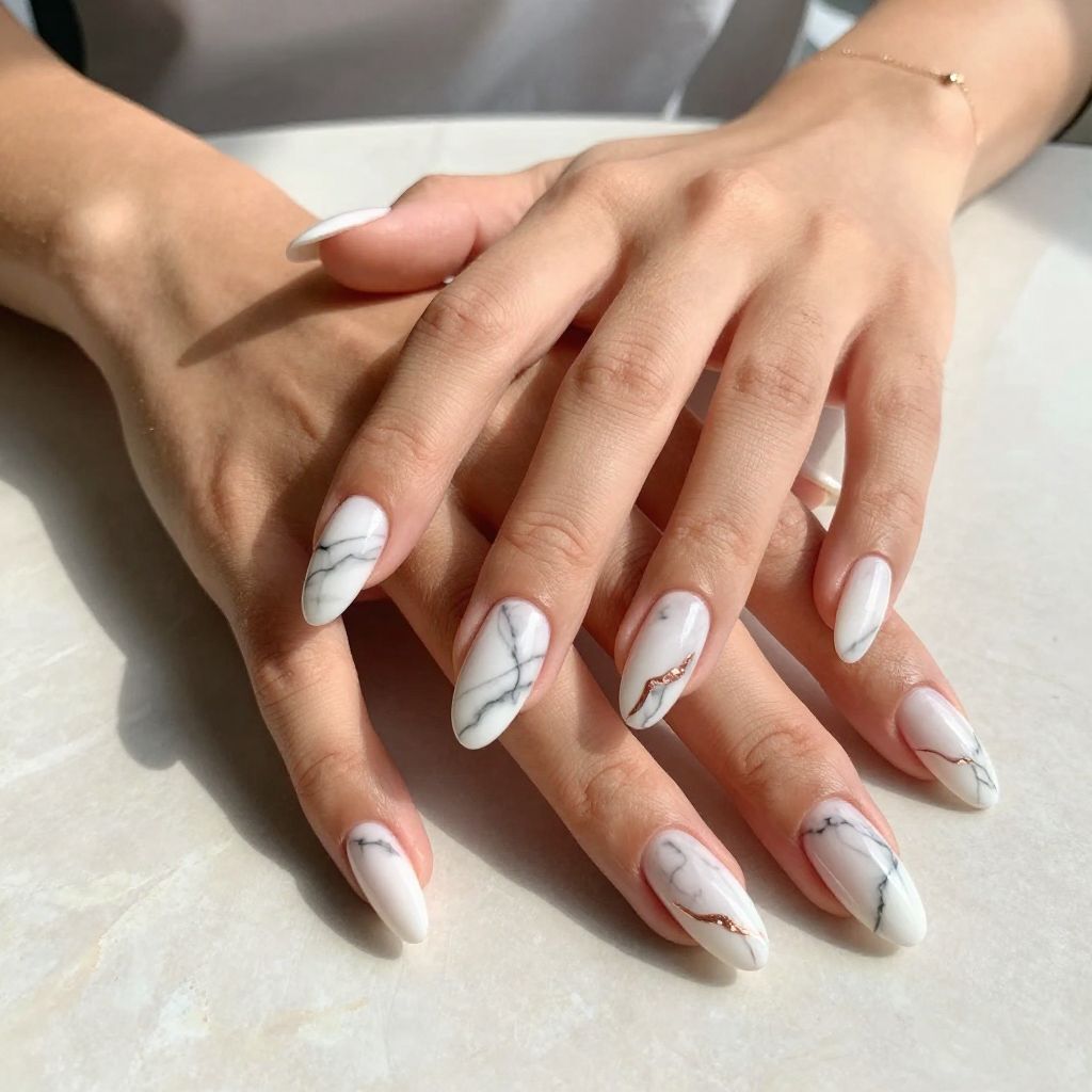 Marble White French Tips