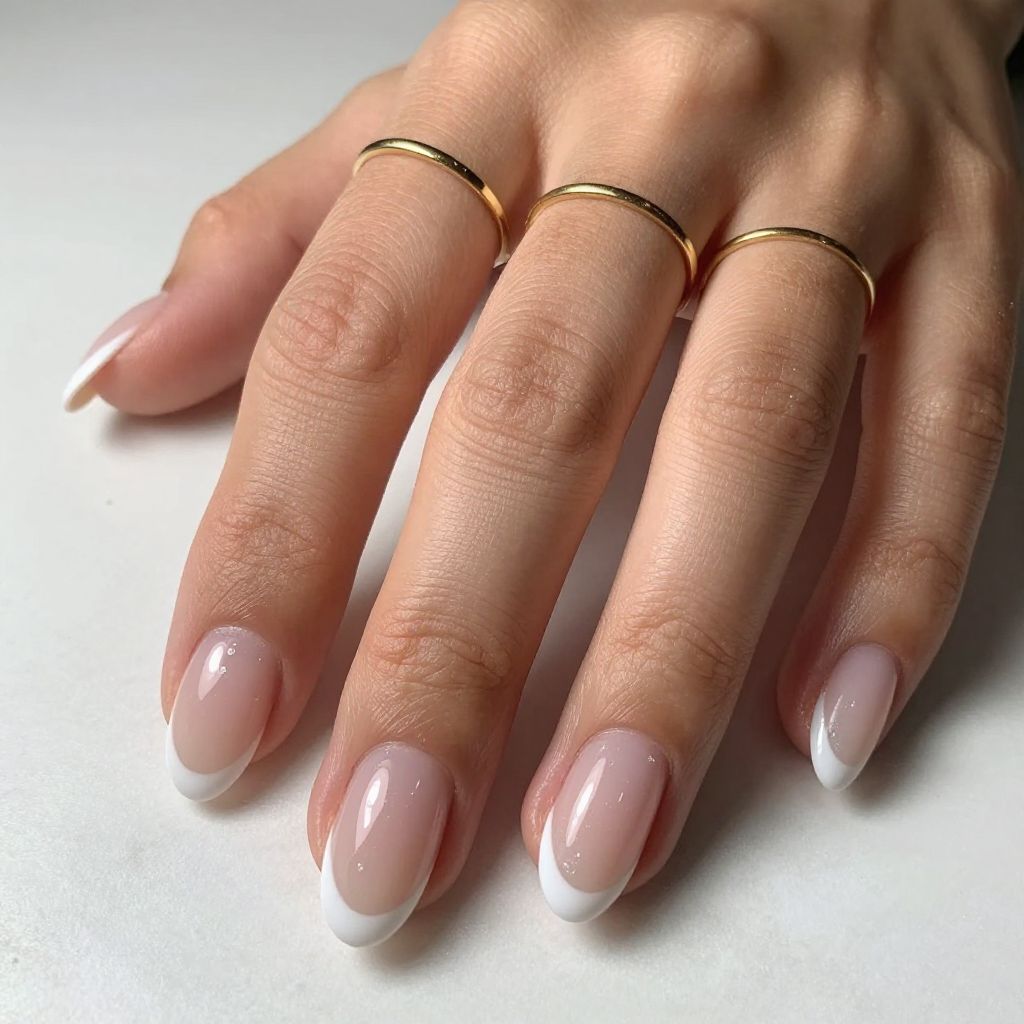White French Tips with Milky Jelly Base