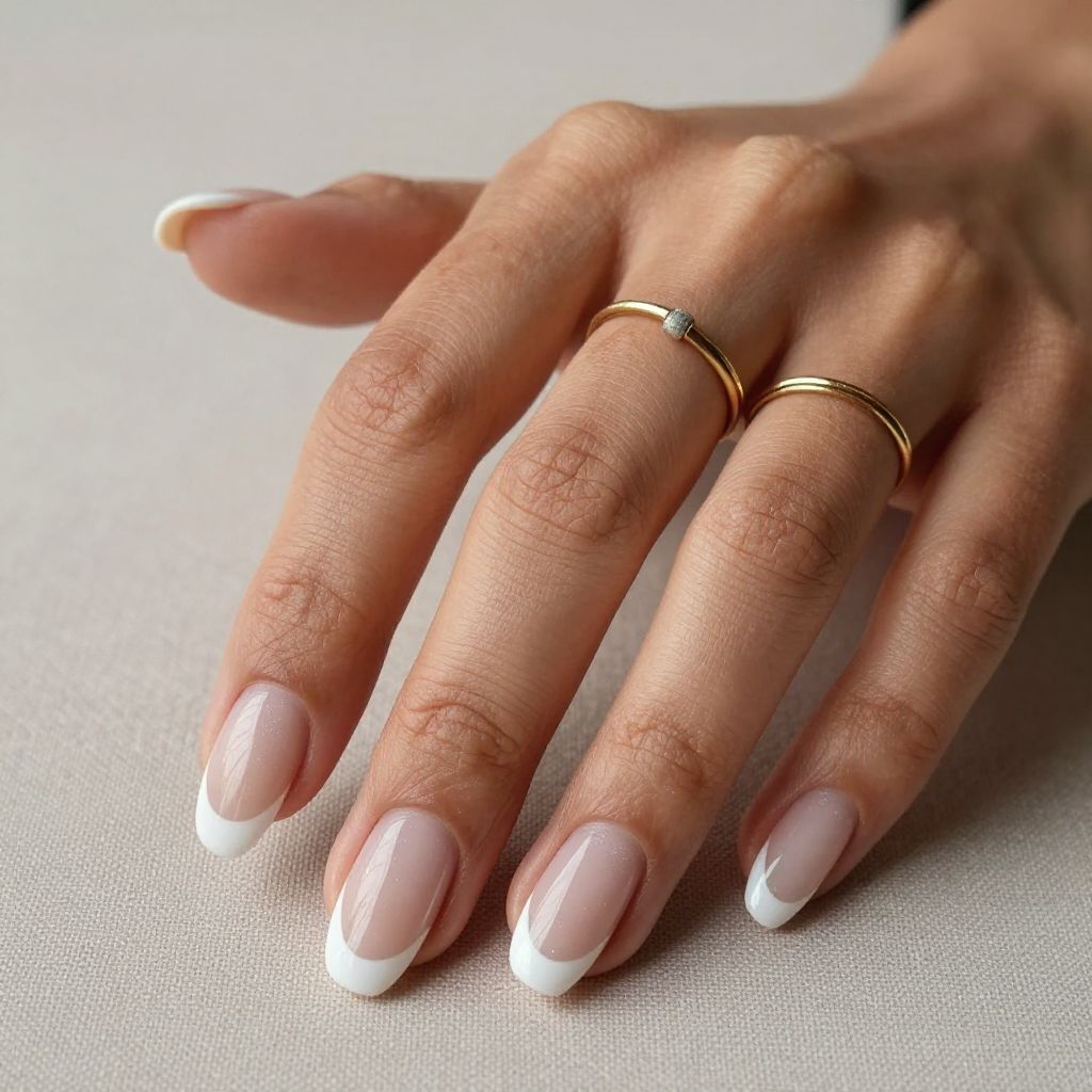 Soft Almond White French Tips
