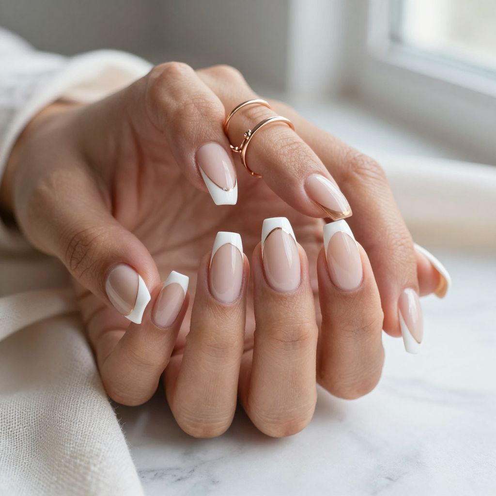 Coffin White French Tips with a Bold Edge