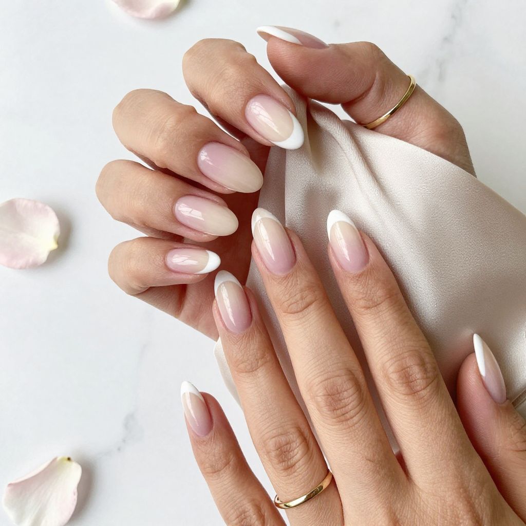 White French Tips with Nude Ombre Base