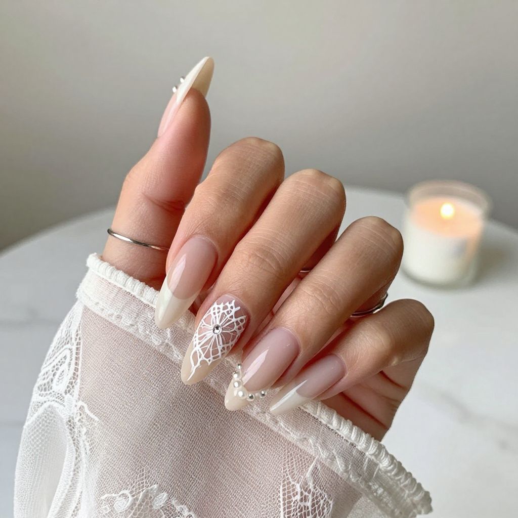 White Lace Inspired Nails